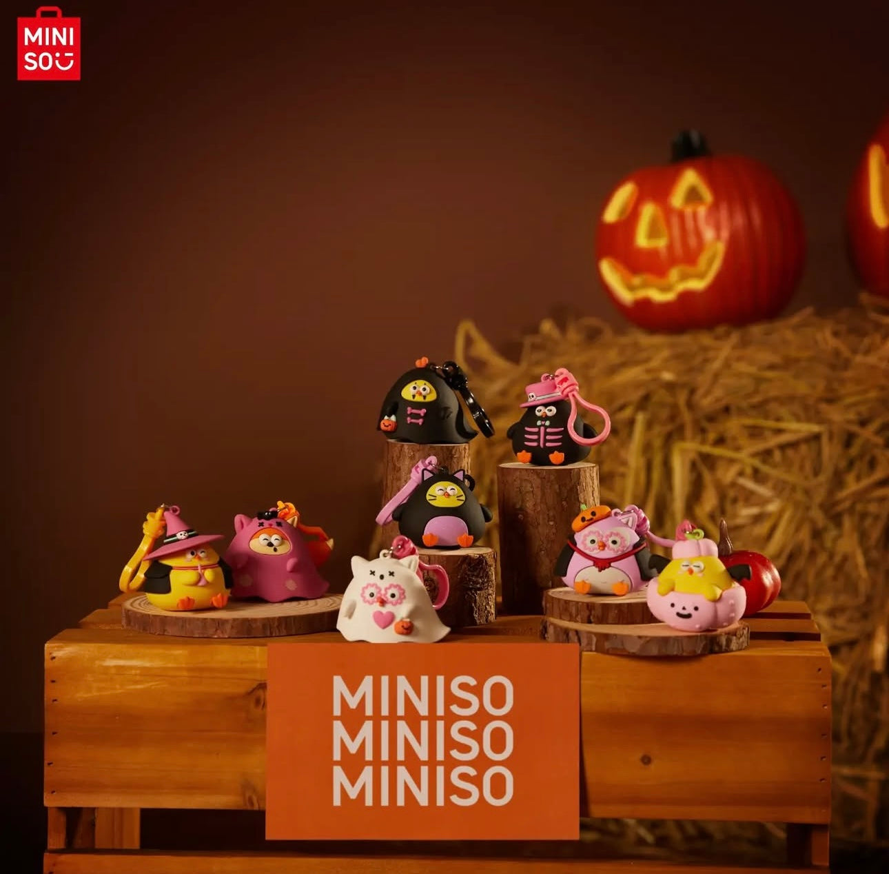 Lovely Chicken Fat Dundun Halloween Plastic Keychain | DunDun Black Ghost - Children Gift Animal Blind Box