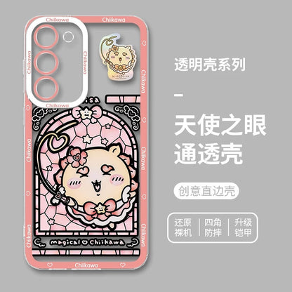 Japanese Cartoon Phone Case Magical Girl with Glass Window Clean Version | Chiikawa Hachiware Usagi Momonga Kurimanju Rakko Shisa Furuhonya - Phone Case Samsung Galaxy S26 S25 S24 S23 S22 S21 FE Ultra Edge