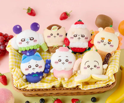 Japan ChiiKawa Fruit Series | ChiiKawa Hachiware Usagi Momonga Kurimanju Rakko Shisa Wearing Fruit Costume Cute Plush Doll Keychain - Kawaii items Room Decoration Doll