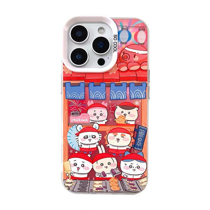 Japanese Cartoon ChiiKawa Takoyaki Octopus Balls Laser Case | Chiikawa Hachiware Usagi & Group - iPhone Case 11 12 13 14 15 16 16e 17 17e Pro Promax