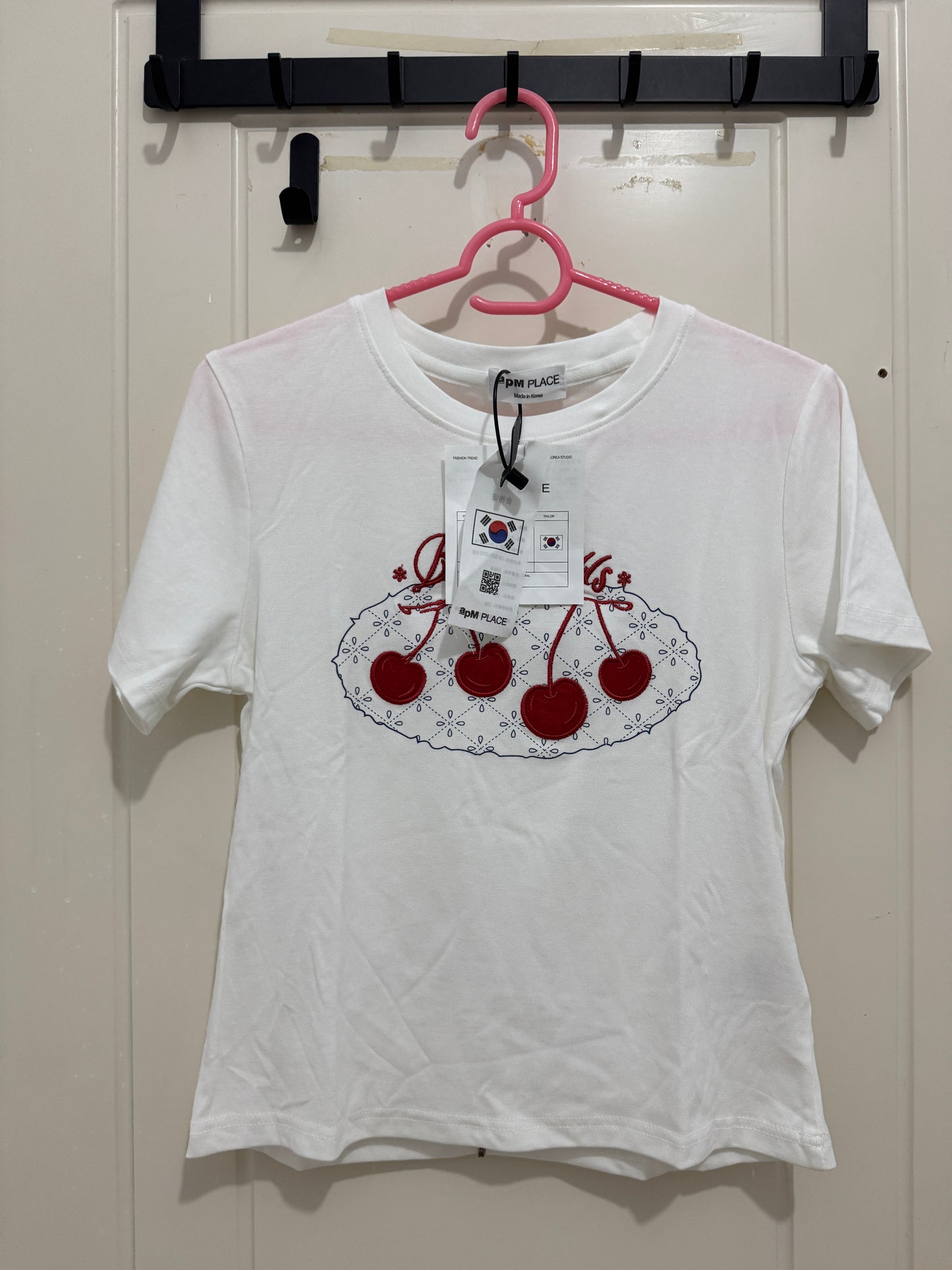 Korean Fashion Cute Fruits Style T-Shirt Series | Korea Girl Style Slim Cut Embroidery Cherry - Kawaii Fashion Items