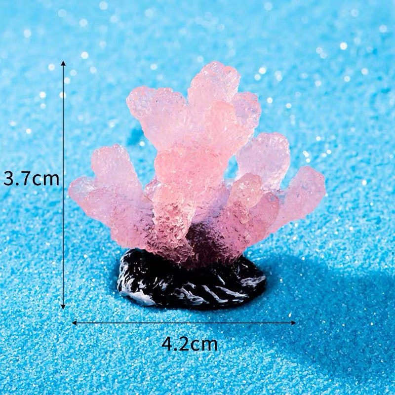 Japanese Cartoon Resin Ornament | Luminous GID Coral - For Betta Tropical Fish Tank Toy Micro Landscape Creative Plant Decoration