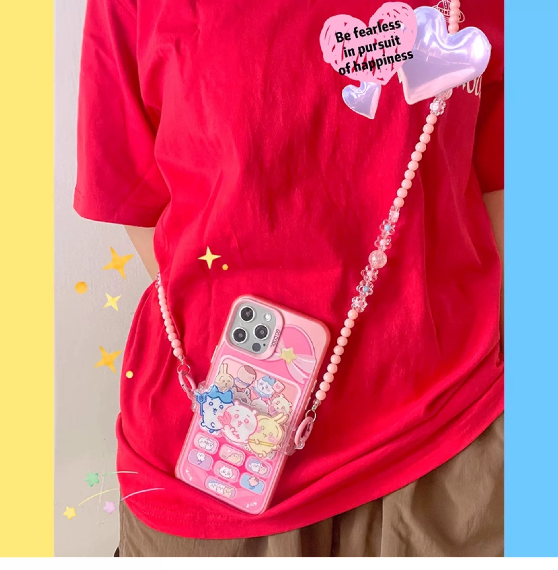 Japanese Cartoon Phone Back Clip with Phone Lanyard | Chiikawa Hachiware Usagi - for All Smart Phones WinnieTheBirds Toy Shop