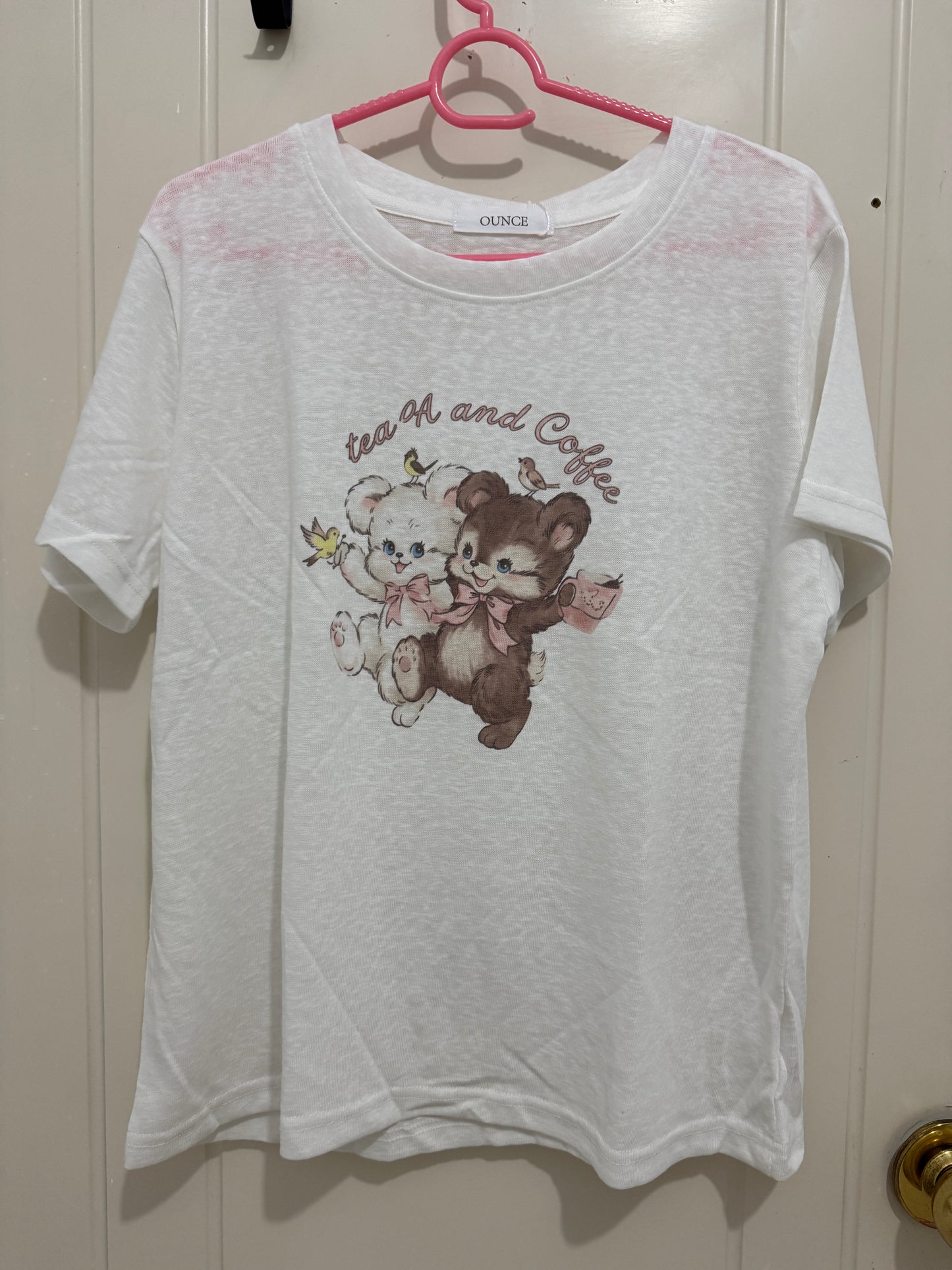 Korean Fashion Cute Animals Style T-Shirt Series | Vintage Bear Couple with Birdies - Kawaii Fashion Items