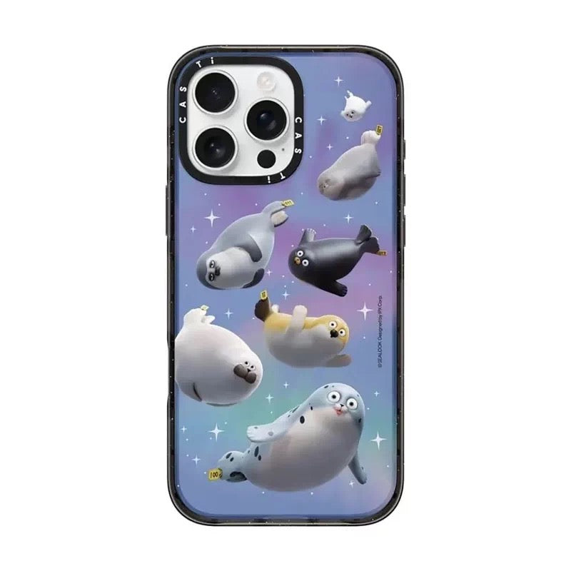 Lovely Seal Sealook Clear with Transparent Black Frame Phone Case | Part1 5 Styles - iPhone Case 12 13 14 15 16 17 18 Pro Promax