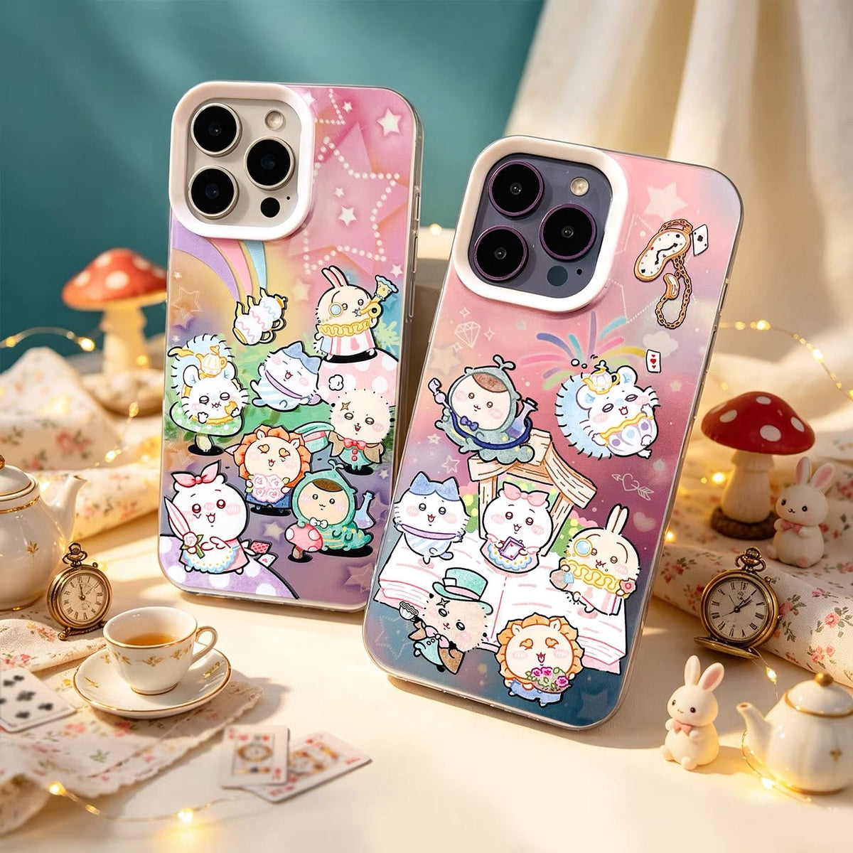 Japanese Cartoon ChiiKawa Alice in Wonderland Laser Case | 2 Styles - iPhone Case 11 12 13 14 15 16 16e 17 17e Pro Promax