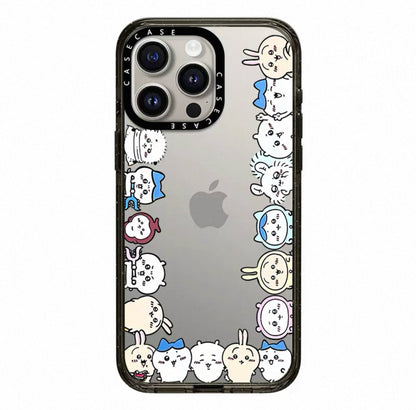 Japanese Cartoon ChiiKawa Transparent Black Frame & Mirror Phone Case | Cafe & Group 8 Styles ChiiKawa Hachiware Usagi - iPhone Case 12 13 14 15 16 17 Pro Promax