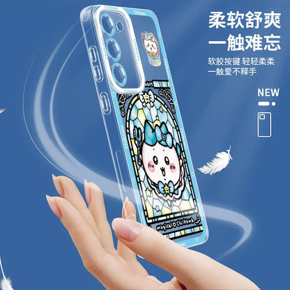 Japanese Cartoon Phone Case Magical Girl with Glass Window Clean Version | Chiikawa Hachiware Usagi Momonga Kurimanju Rakko Shisa Furuhonya - Phone Case Samsung Galaxy S26 S25 S24 S23 S22 S21 FE Ultra Edge