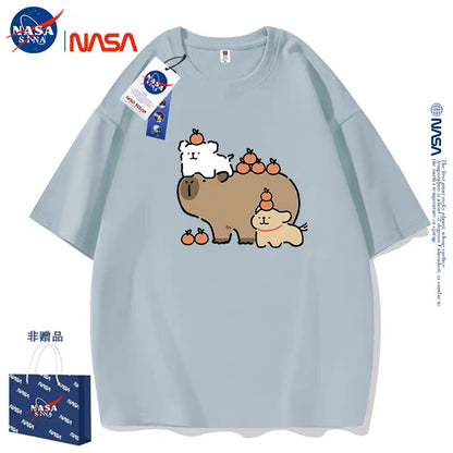 Cute Cartoon Doggie Maltese Puppy Style T-Shirt Series | Maltese Play with Capybara Part2 - Kawaii Fashion Items for Child & Adult Matching outfits for Parents and Children
