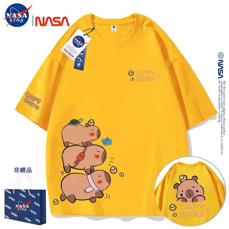 Cute Animals Capybara Style T-Shirt Series | Fun Capybara Group Front & Back Part2 - Kawaii Fashion Items for Child & Adult
