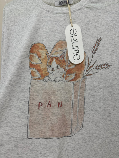 Korean Fashion Cute Animals Style T-Shirt Series | Cat in Paper Bag with French Bread - Kawaii Fashion Items