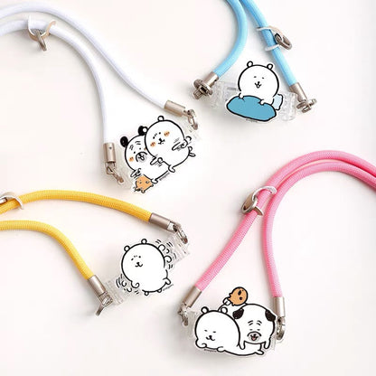 Joke Bear with friends Phone Back Clip with Phone Lanyard | Joker Bear Pug Moguracorokke - for All Smart Phones