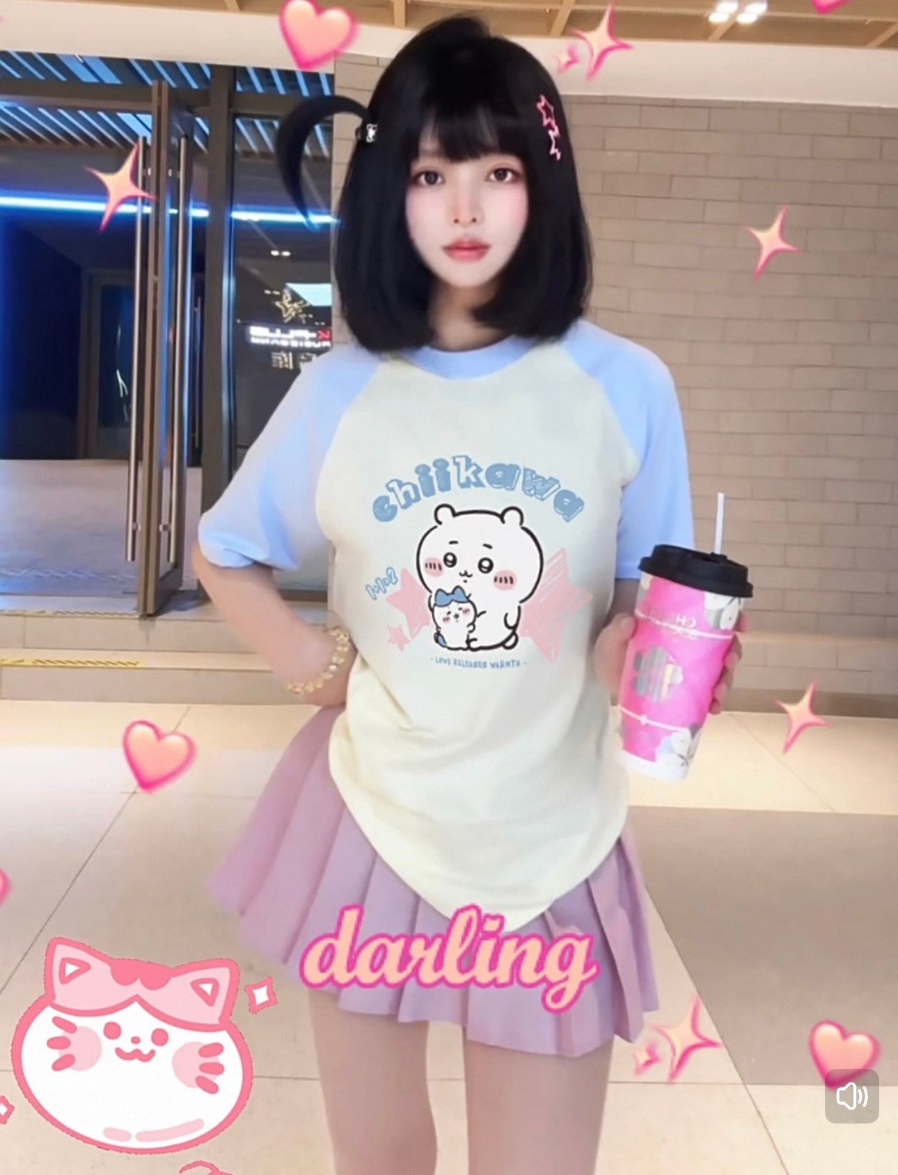 Japanese Cartoon ChiiKawa Casual Style T-Shirt Series | Big Chiikawa with Small Hachiware - Kawaii Fashion Items
