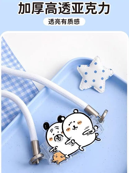 Joke Bear with friends Phone Back Clip with Phone Lanyard | Joker Bear Pug Moguracorokke - for All Smart Phones