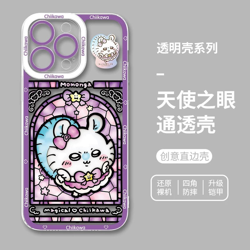Japanese Cartoon Phone Case Magical Girl with Glass Window Clean Version | Chiikawa Hachiware Usagi Momonga Kurimanju Rakko Shisa Furuhonya - iPhone Case PLUS SE2 15 16 16e 17 17e Pro Promax 12mini 13mini