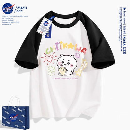 Japanese Cartoon ChiiKawa Casual Style T-Shirt Series | Big Chiikawa with Small Usagi - Kawaii Fashion Items