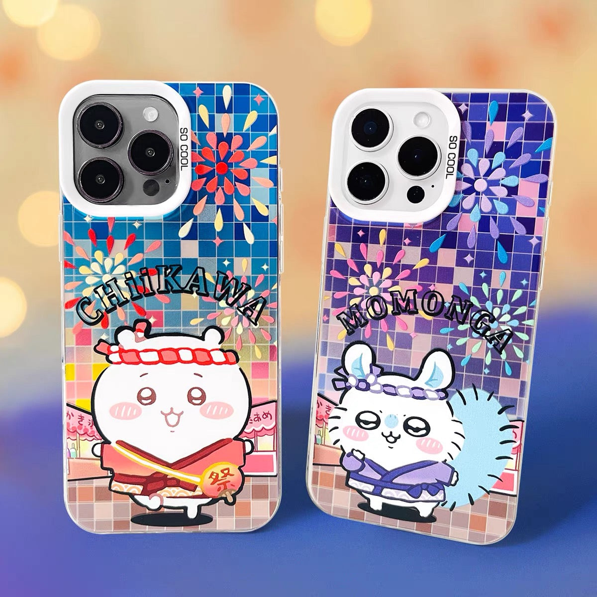 Japanese Cartoon ChiiKawa Summer Festival Laser Case | ChiiKawa Hachiware Usagi Momonga - iPhone Case 11 12 13 14 15 16 16e 17 17e Pro Promax