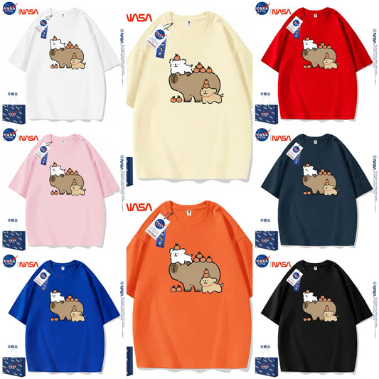 Cute Cartoon Doggie Maltese Puppy Style T-Shirt Series | Maltese Play with Capybara Part1 - Kawaii Fashion Items for Child & Adult Matching outfits for Parents and Children