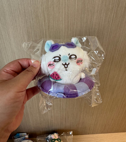 ChiiKawa X Miniso Hot Summer Series | ChiiKawa Hachiware Usagi Momonga Kurimanju Rakko Shisa In Swim Ring Cute Plush Doll Keychain - Kawaii Items Room Decoration Doll
