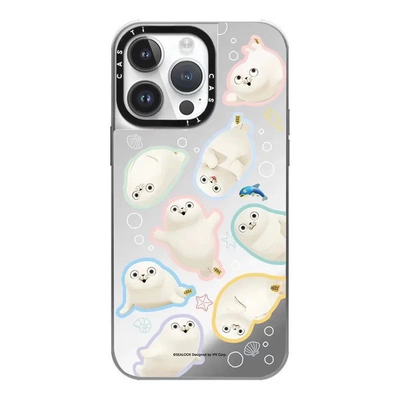 Lovely Seal Sealook Mirror Silver Frame Phone Case | Part1 5 Styles - iPhone Case 12 13 14 15 16 17 18 Pro Promax
