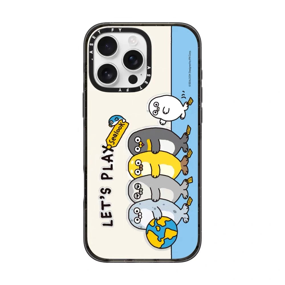 Lovely Seal Sealook Clear with Transparent Black Frame Phone Case | Part2 Daily in Polar Ocean 6 Styles - iPhone Case 12 13 14 15 16 17 18 Pro Promax