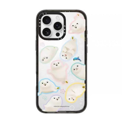 Lovely Seal Sealook Clear with Transparent Black Frame Phone Case | Part1 5 Styles - iPhone Case 12 13 14 15 16 17 18 Pro Promax