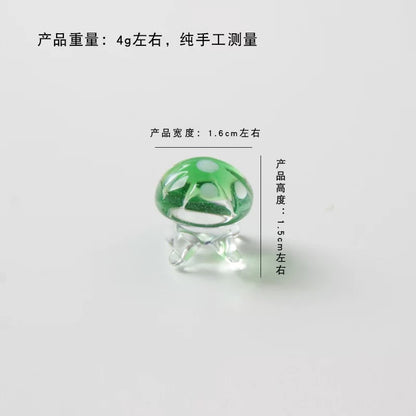 Japanese Cartoon Glass Ornament | Jellyfish Pink Blue Green - For Betta Fish Tropical Fish Toy Micro Landscape Creative