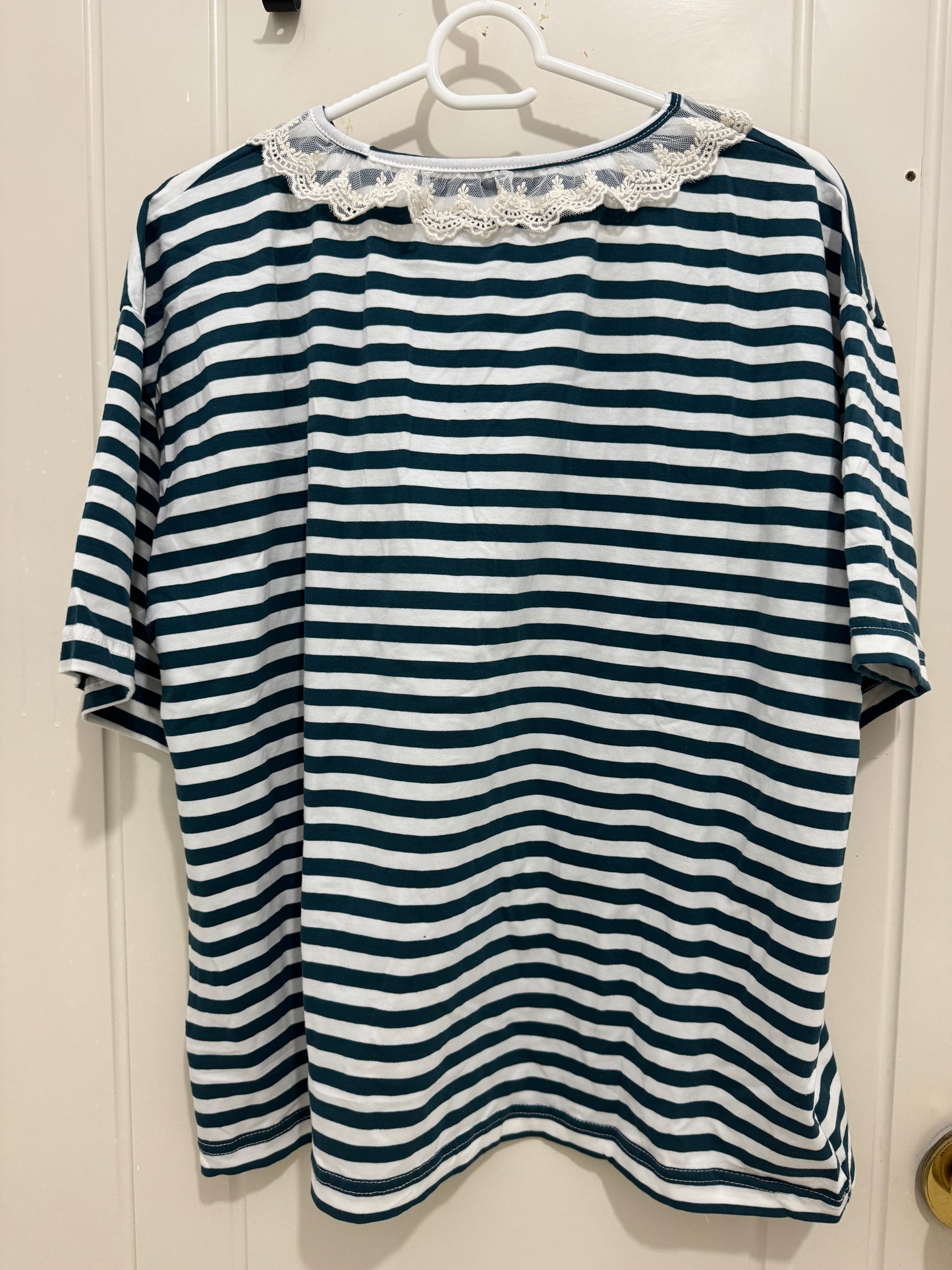 Japanese Fashion Cute Style Shirt Series | Mori Blue White Stripe wtih Plants Shirt - Kawaii Fashion Items
