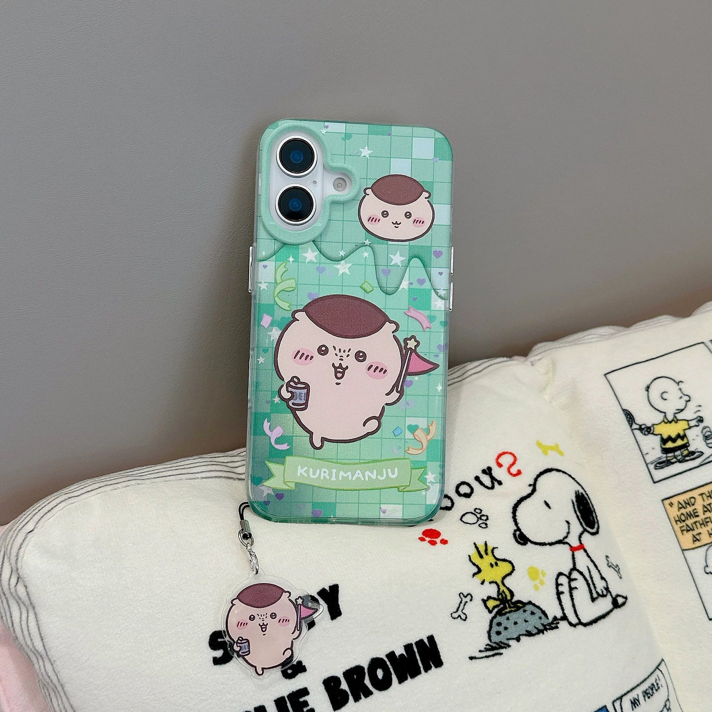 Japanese Cartoon ChiiKawa iPhone Laser Case with Strap | Happy Party Rakko Kurimanju Shisa Furuhonya - iPhone Case PLUS SE2 11 12 13 14 15 16 16e 17 17e Pro Promax 12mini 13mini