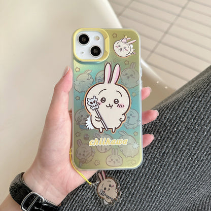 Japanese Cartoon iPhone Case with Strap | Laser ChiiKawa Hachiware Usagi Momonga - iPhone CasePhone Case  7 8 PLUS SE2 XS XR X 11 12 13 14 15 16 Pro Promax 12mini 13mini  WinnieTheBirds Toy Shop