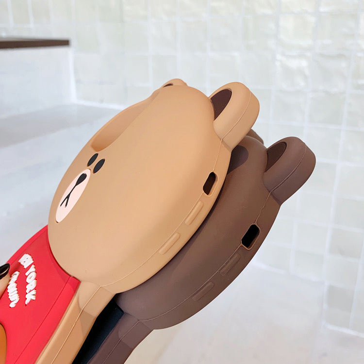 Line friends Big Brown Bear Silicone Phone Case | New York Brown - iPhone Case iPhone XS XR X 11 12 13 14 15 16 Pro Promax KawaiiGiftLand