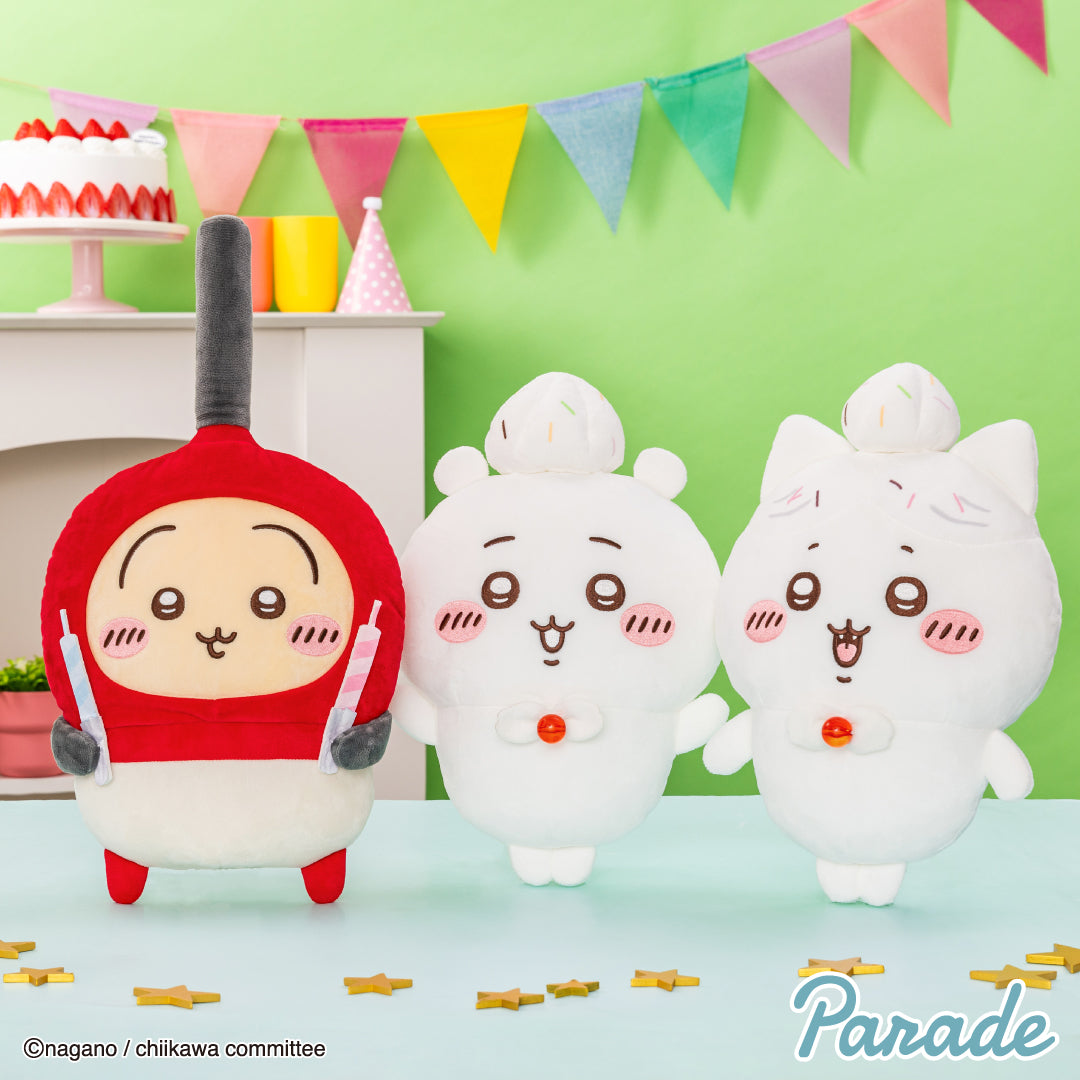 Japan ChiiKawa ChiiKawa & Hachiware Birthday 2025 Series | ChiiKawa Hachiware Usagi Birthday Cake Cream and Lighter Big 30cm Plush Doll  Kawaii items Room Decoration doll