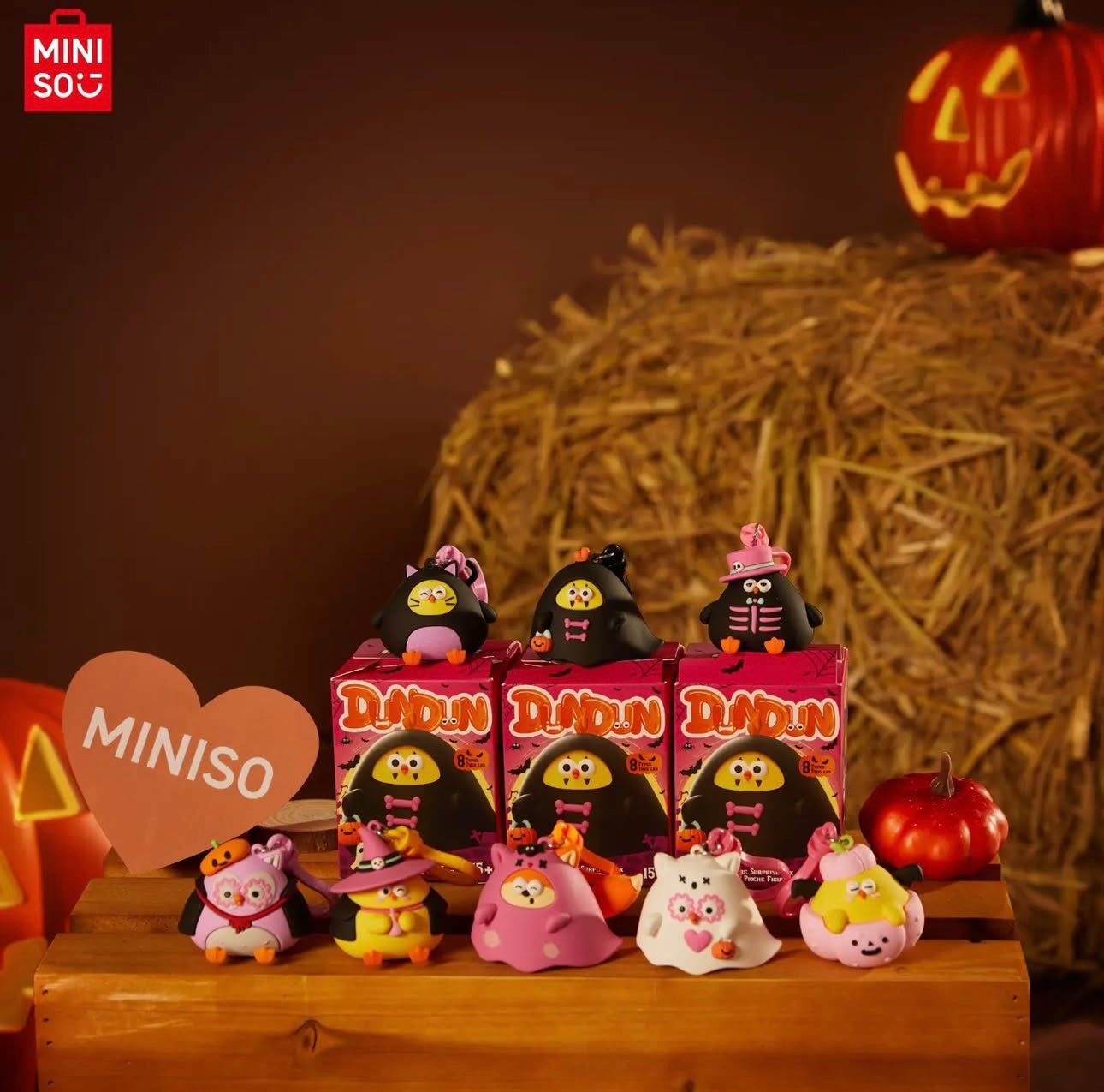 Lovely Chicken Fat Dundun Halloween Plastic Keychain | DunDun Black Ghost - Children Gift Animal Blind Box