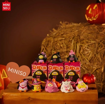 Lovely Chicken Fat Dundun Halloween Plastic Keychain | DunDun Black Ghost - Children Gift Animal Blind Box