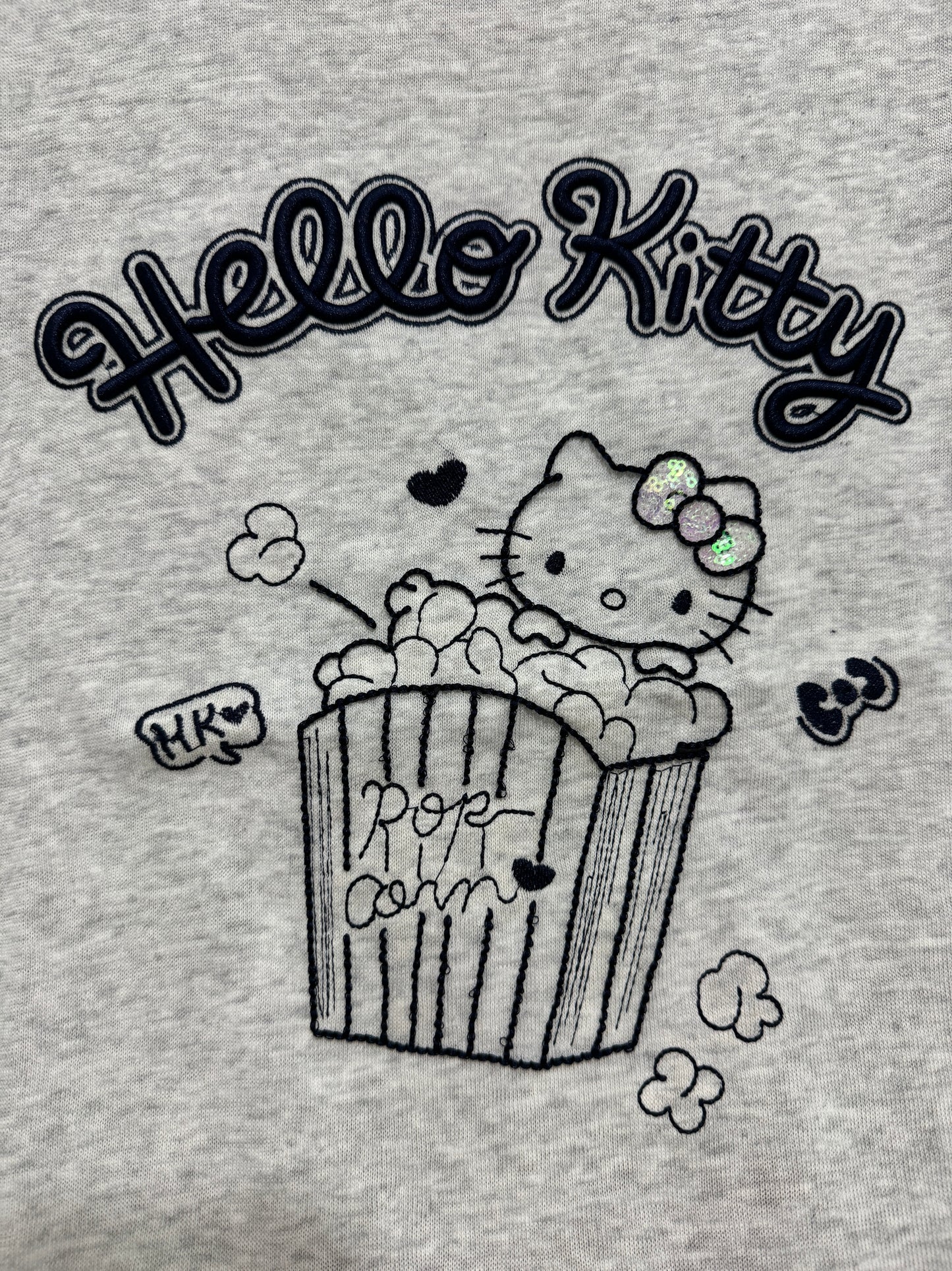 Korean Fashion Cute Cartoon Style T-Shirt Series | Bling Bling Embroidery Popcorn Hello Kitty - Kawaii Fashion Items