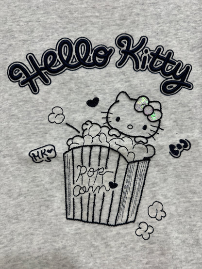 Korean Fashion Cute Cartoon Style T-Shirt Series | Bling Bling Embroidery Popcorn Hello Kitty - Kawaii Fashion Items