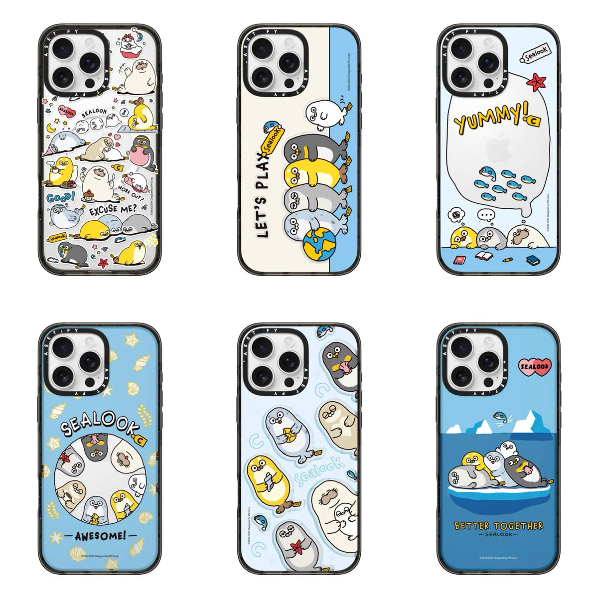 Lovely Seal Sealook Clear with Transparent Black Frame Phone Case | Part2 Daily in Polar Ocean 6 Styles - iPhone Case 12 13 14 15 16 17 18 Pro Promax