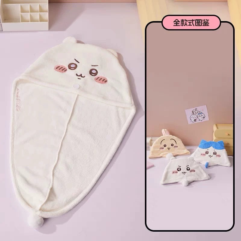 ChiiKawa x Miniso | ChiiKawa Hachiware Usagi Cute Dry Hair Cap Towel - Kawaii items Cute Hair Accessories  WinnieTheBirds Toy Shop
