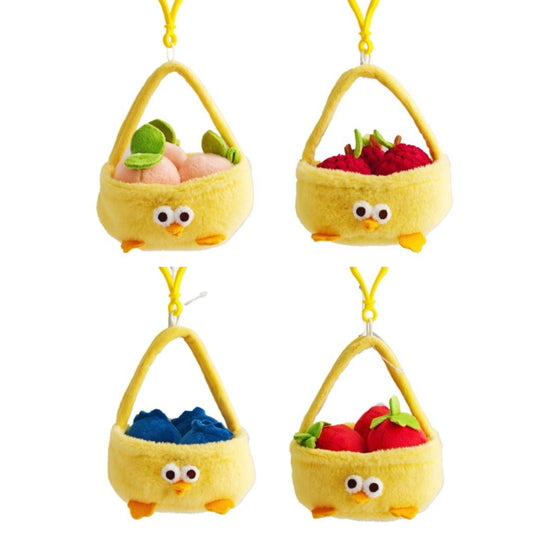 Lovely Chicken Fat Dundun Plush Doll Keychain | Fruit Basket Series Peach Lychee Blueberries Strawberry - Children Gift Animal Mini Plush Doll