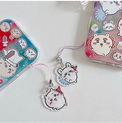 Japanese Cartoon ChiiKawa Laser Phone Case with Strap | Rainbow Galaxy with ChiiKawa Hachiware Usagi Momonga Rakko Kurimanju Shisa Furuhonya - Phone Case Samsung Galaxy S26 S25 S24 S23 S22 S21 FE Ultra Edge