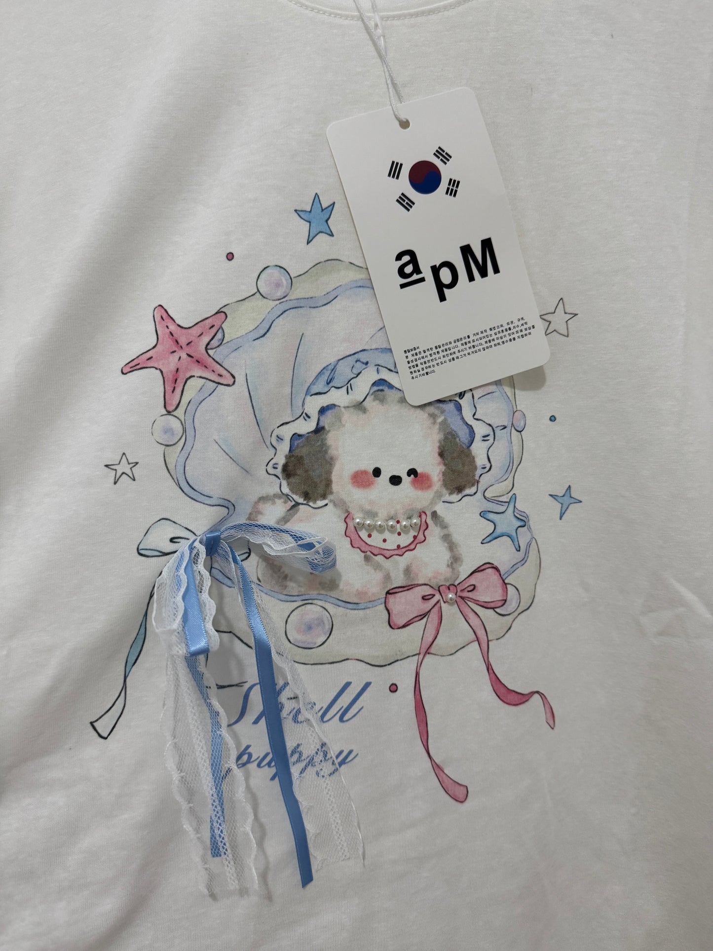 Korean Fashion Cute Animals Style T-Shirt Series | Shell Pearl with Puppy - Kawaii Fashion Items