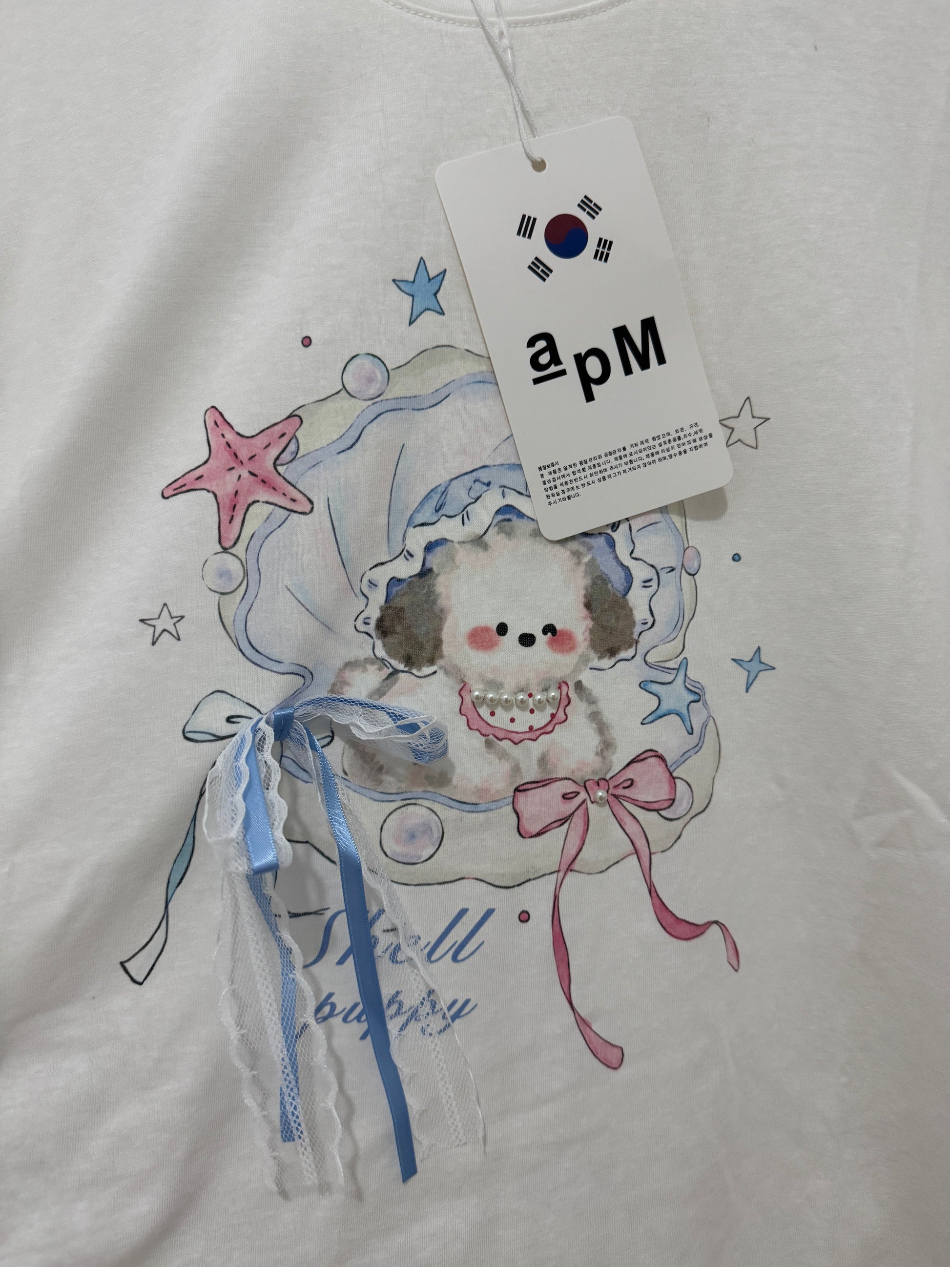 Korean Fashion Cute Animals Style T-Shirt Series | Shell Pearl with Puppy - Kawaii Fashion Items