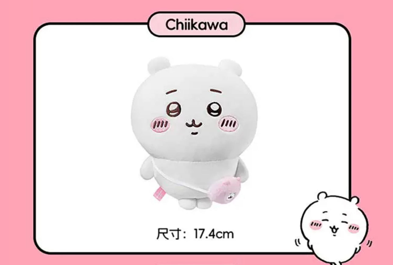 ChiiKawa X Miniso | ChiiKawa Hachiware Usagi Outing with Bag - 20cm Plush Doll Kawaii items Room Decoration doll  WinnieTheBirds Toy Shop