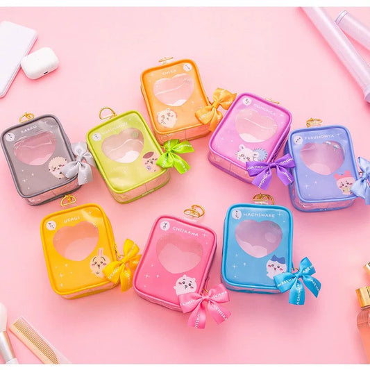 Japanese Cartoon Chiikawa Plastic with Ribbon Itabag Bag Keychain | ChiiKawa Hachiware Usagi Momonga Kurimanju Rakko Shisa Kani - Kawaii Items Can Put in Dolls Keep Dolls Clean