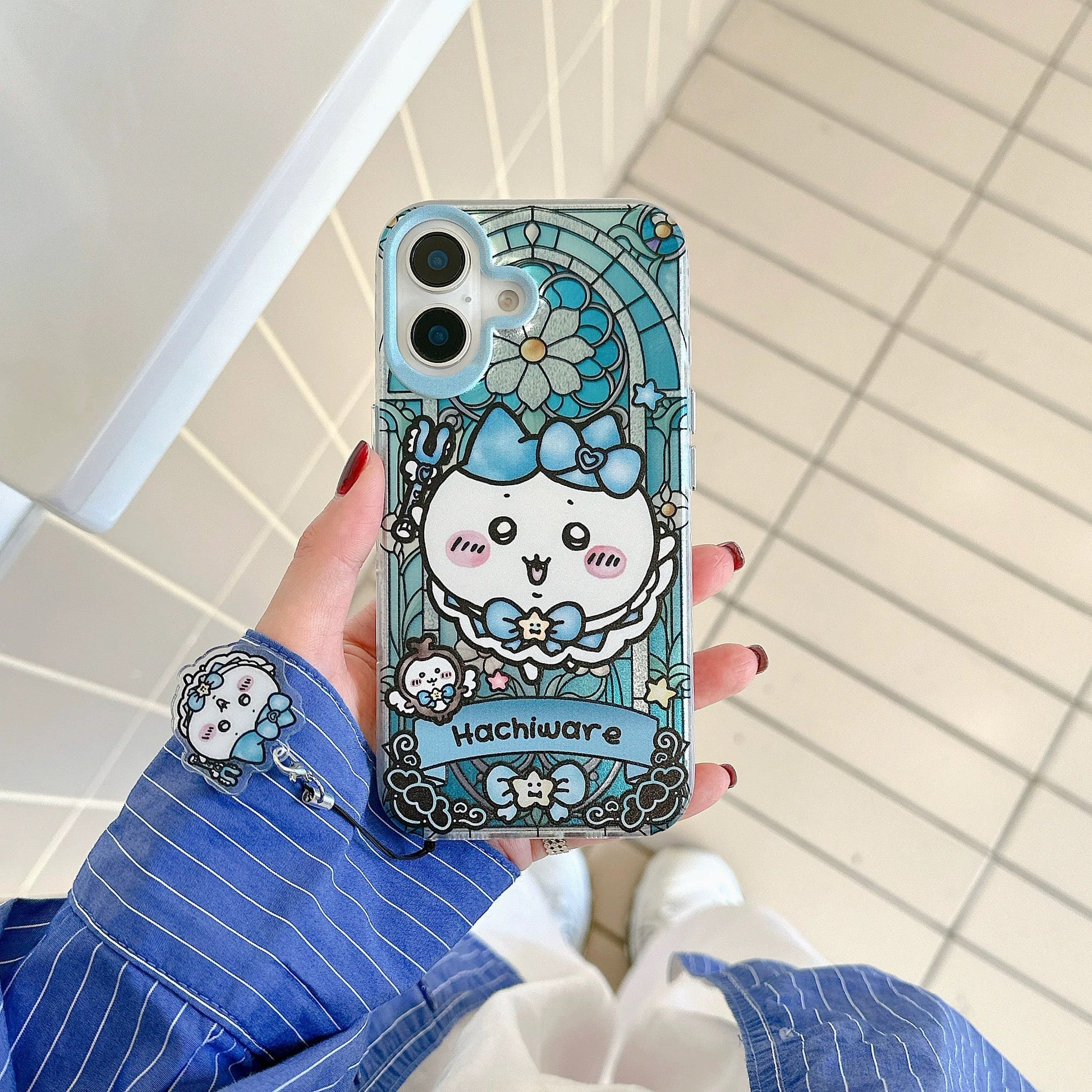 Japanese Cartoon iPhone Case with Strap | Laser Magical Girl with Glass Window Chiikawa Hachiware Usagi Momonga Magic - iPhone CasePhone Case 7 8 PLUS SE2 XS XR X 11 12 13 14 15 Pro Promax 12mini 13mini  WinnieTheBirds Toy Shop