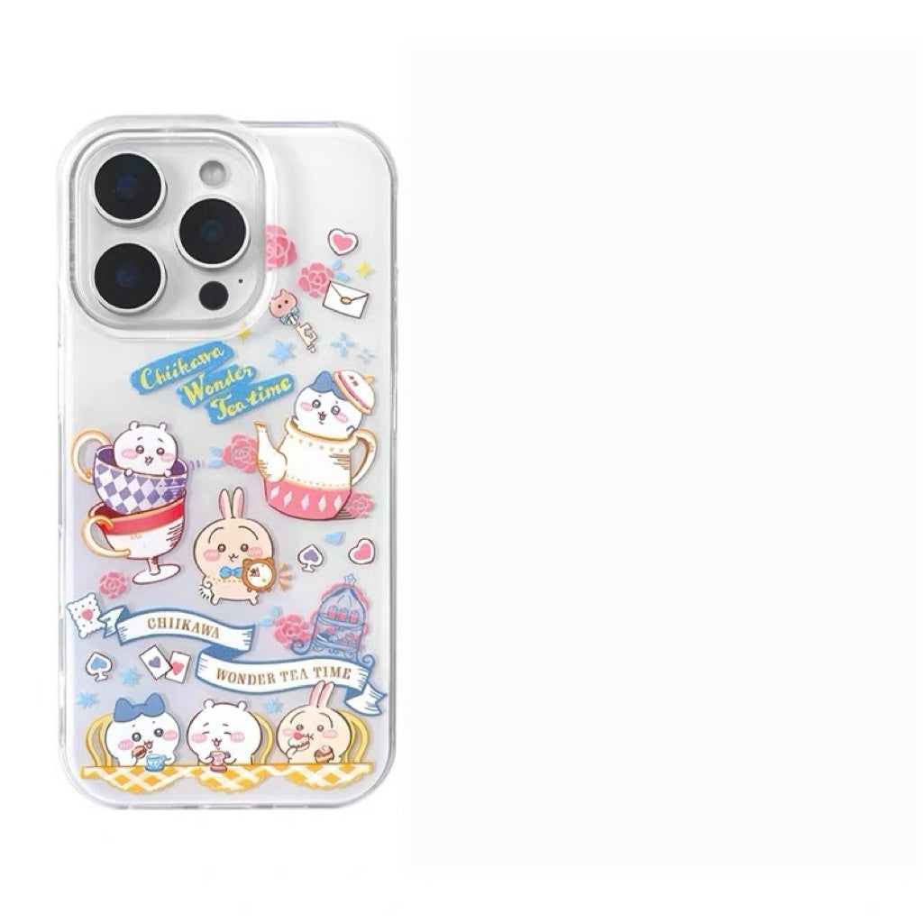 Japanese Cartoon ChiiKawa Wonder Time Tea | Matt Yellow & White Case - iPhone Case 11 12 13 14 15 16 16e 17 17e Pro Promax