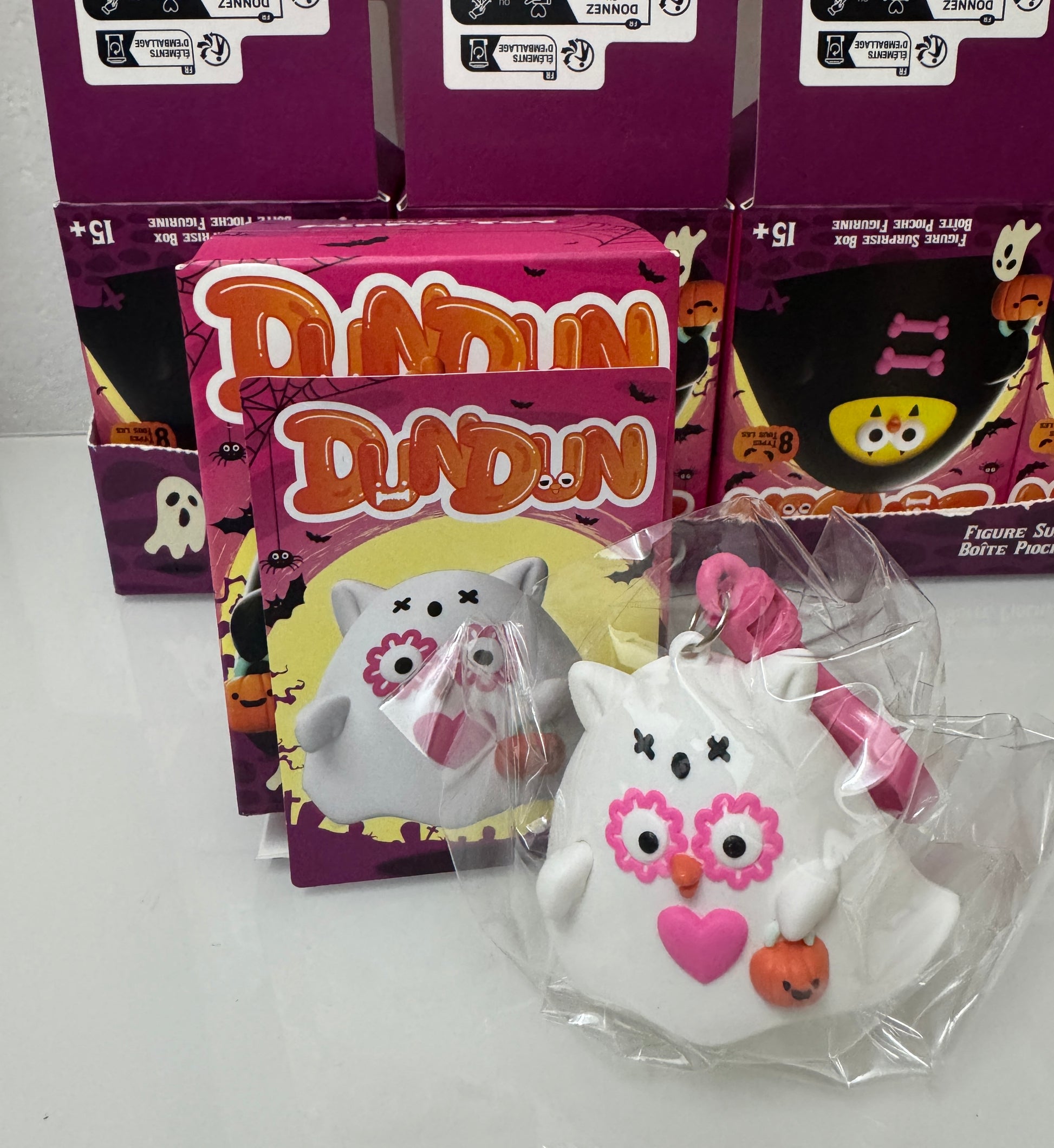 Lovely Chicken Fat Dundun Halloween Plastic Keychain | DunDun White Owl Ghost - Children Gift Animal Blind Box