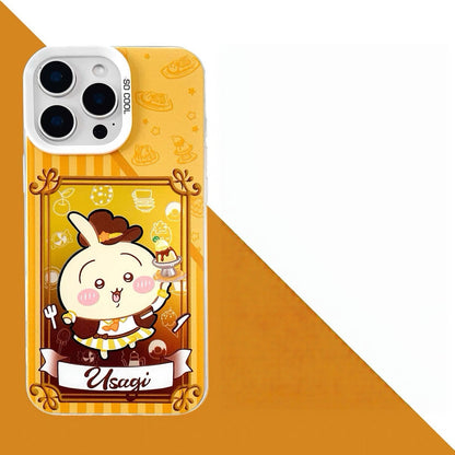 Japanese Cartoon ChiiKawa Cafe Cake Chef Laser Case | Chiikawa Hachiware Usagi Momonga Kurimanju Rakko 6 Styles - Phone Case Samsung Galaxy S26 S25 S24 S23 S22 S21 FE Ultra Edge