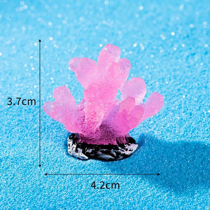Japanese Cartoon Resin Ornament | Luminous GID Coral - For Betta Tropical Fish Tank Toy Micro Landscape Creative Plant Decoration