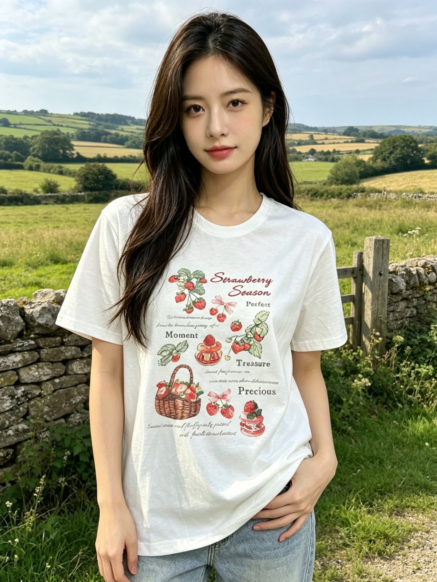 Korean Fashion Cute Fruits Style T-Shirt Series | Strawberry Season with Sweets - Kawaii Fashion Items